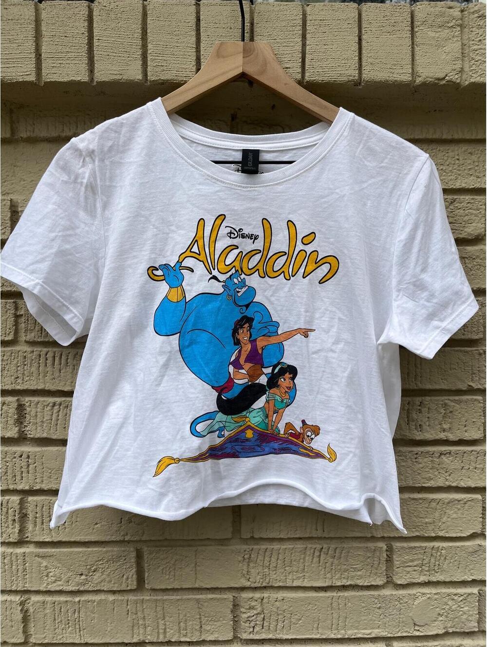 Gildan Disney Aladdin M Medium Cropped Tee T Shirt Genie Jasmine Abu 1992 Movie